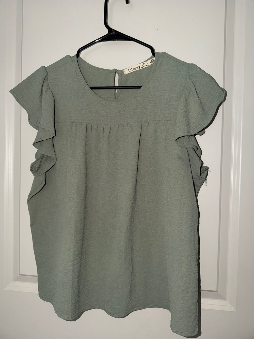 Liberty Love Sage Green Ruffle Sleeve Top